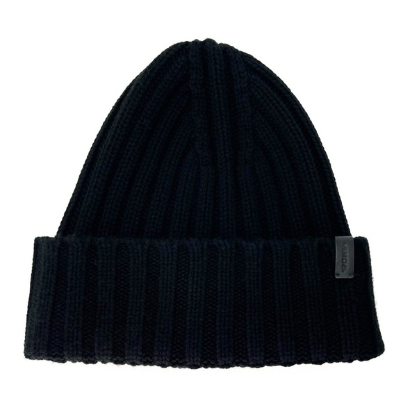 Vince Chunkky Ribbed Knit Black Wool & Cashmere Beanie Winter Hat Warm New NWT - Picture 1 of 8